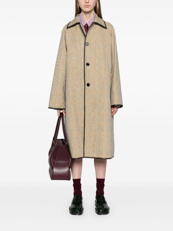 Bottega Veneta Neutral Prince Of Wales Coat | Browns Single Breasted Coats
