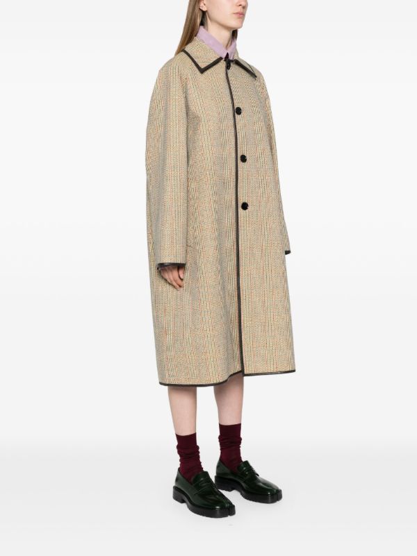 Bottega Veneta Neutral Prince Of Wales Coat | Browns Single Breasted Coats