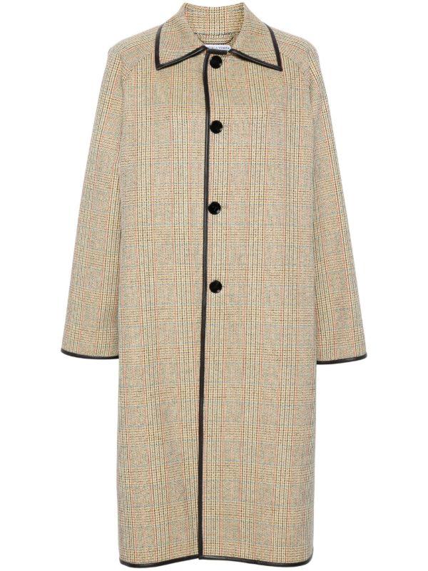Bottega Veneta Neutral Prince Of Wales Coat | Browns Single Breasted Coats