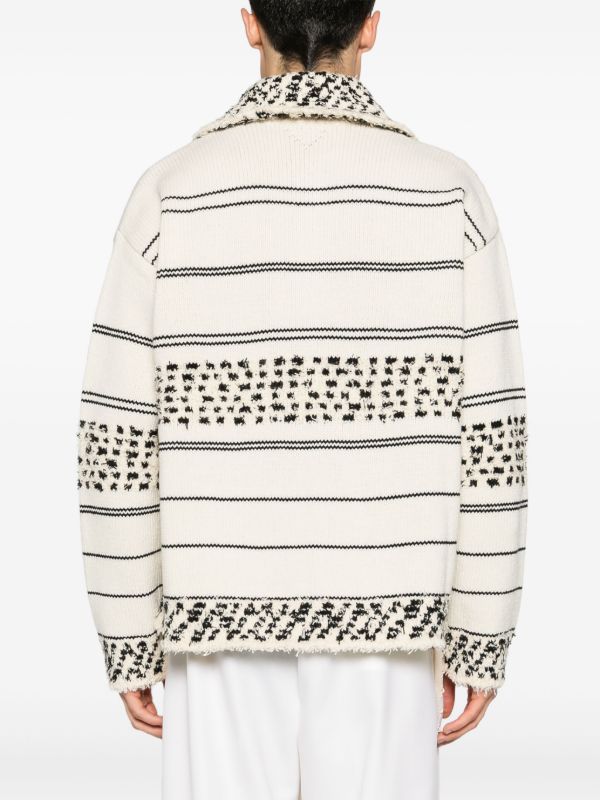Bottega Veneta Neutral Striped Knit Polo Jumper | Browns Knitted Sweaters