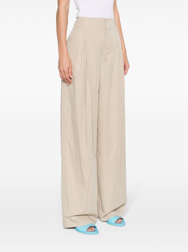 Bottega Veneta Neutral Tailored Wide-Leg Trousers | Browns Slacks