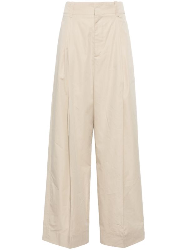 Bottega Veneta Neutral Tailored Wide-Leg Trousers | Browns Slacks