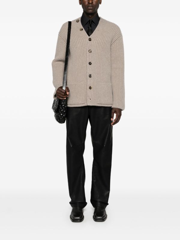 Bottega Veneta Neutral V-neck Knit Cardigan | Browns Cardigans