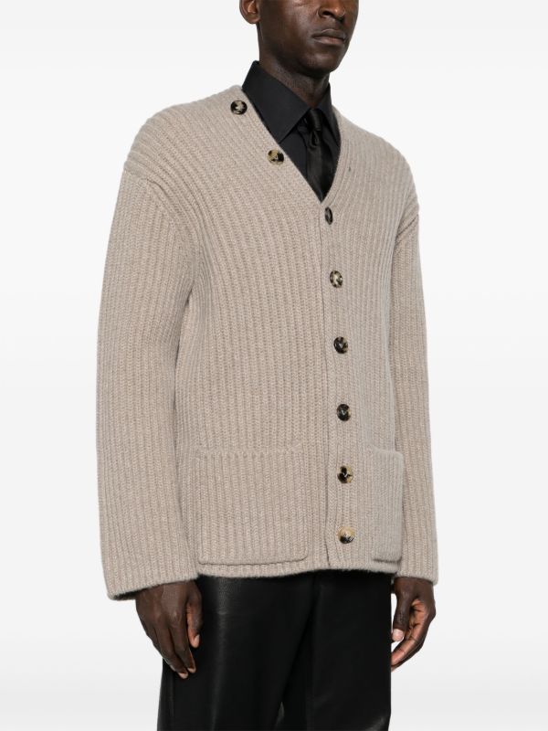 Bottega Veneta Neutral V-neck Knit Cardigan | Browns Cardigans