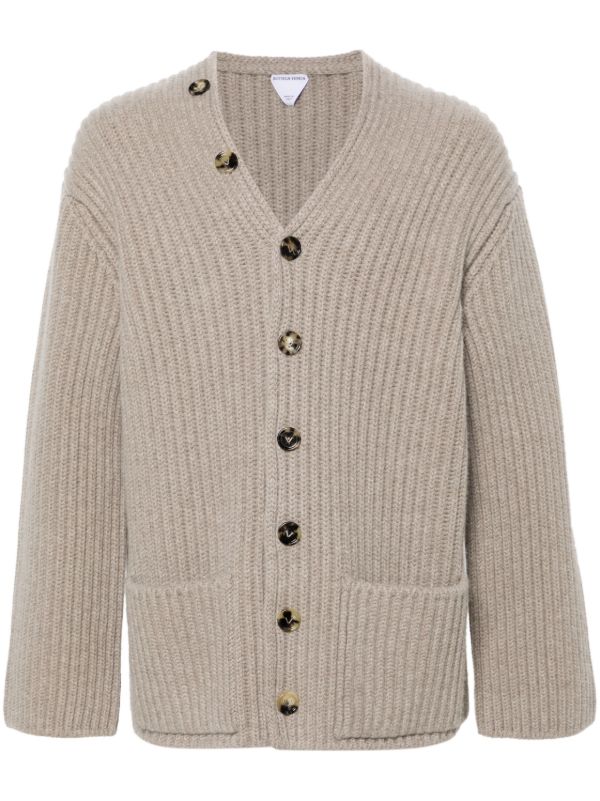 Bottega Veneta Neutral V-neck Knit Cardigan | Browns Cardigans