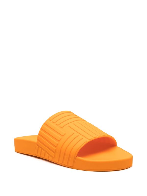 Bottega Veneta Orange Embossed Rubber Slides | Browns Sandals