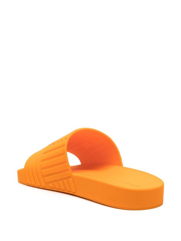 Bottega Veneta Orange Embossed Rubber Slides | Browns Sandals
