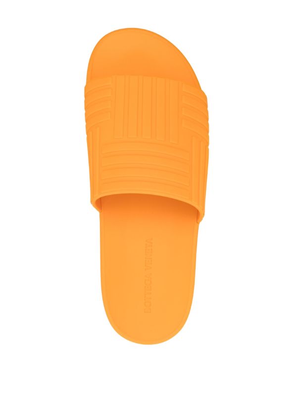 Bottega Veneta Orange Embossed Rubber Slides | Browns Sandals