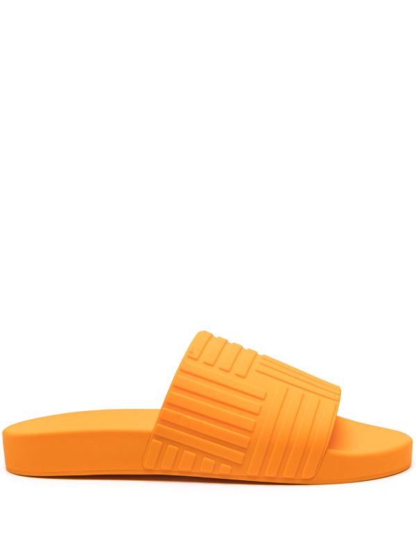 Bottega Veneta Orange Embossed Rubber Slides | Browns Sandals