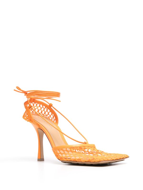 Bottega Veneta Orange Stretch 90 Mesh Pumps | Browns Pumps