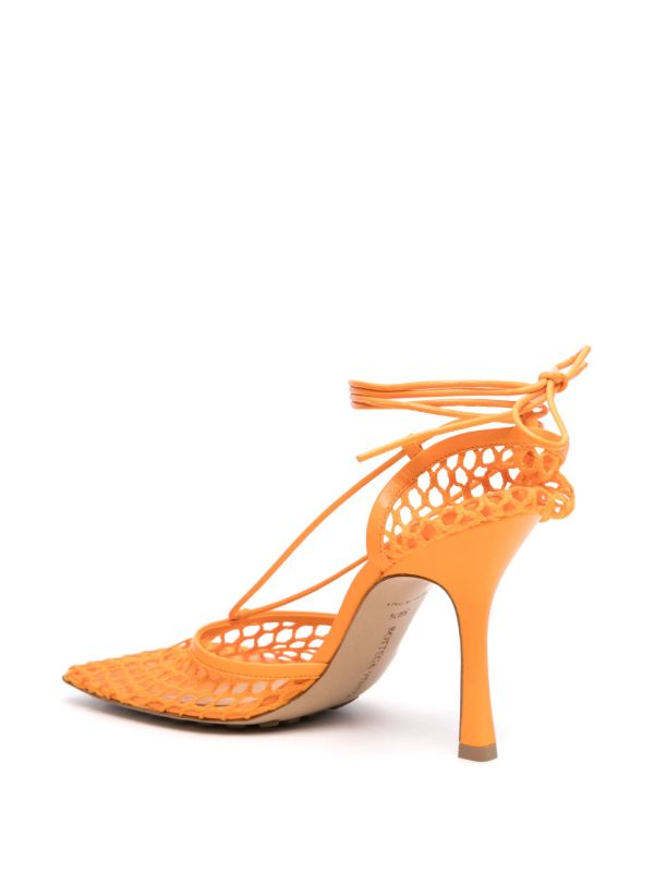 Bottega Veneta Orange Stretch 90 Mesh Pumps | Browns Pumps