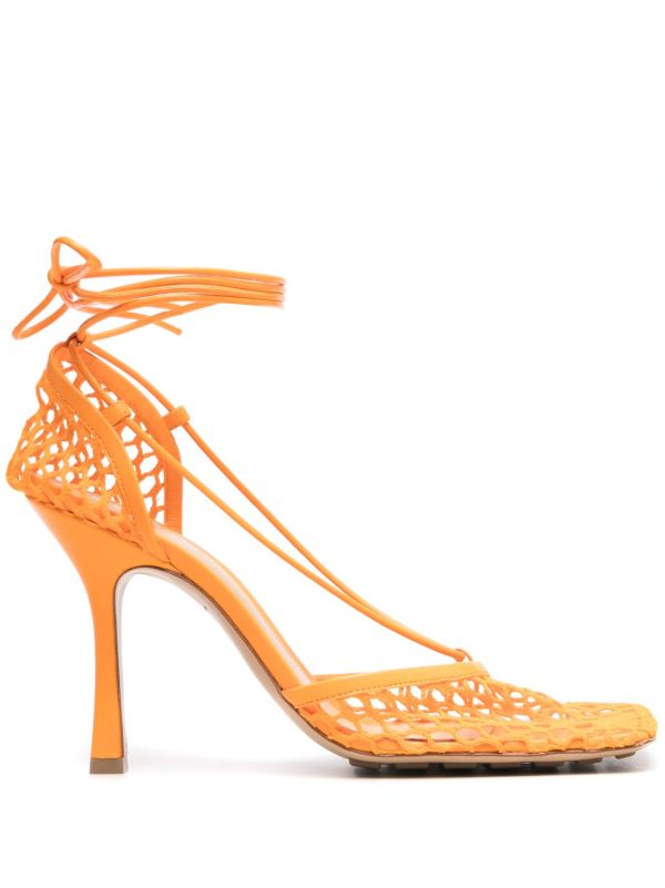 Bottega Veneta Orange Stretch 90 Mesh Pumps | Browns Pumps