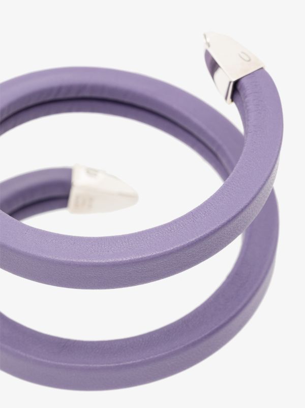 Bottega Veneta Purple And Sterling Silver Wrapped Leather Cuff Bracelet | Browns Bracelets