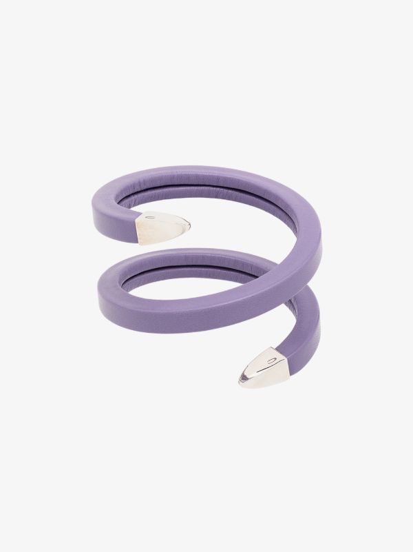 Bottega Veneta purple and sterling silver wrapped leather cuff bracelet | Browns Bracelets