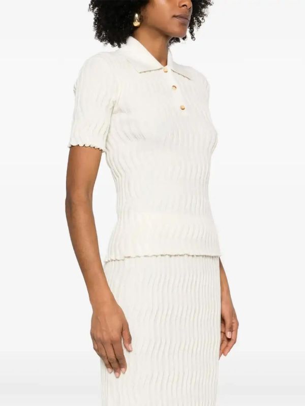 Bottega Veneta Ribbed Wool Polo Top | Browns Polo Tops