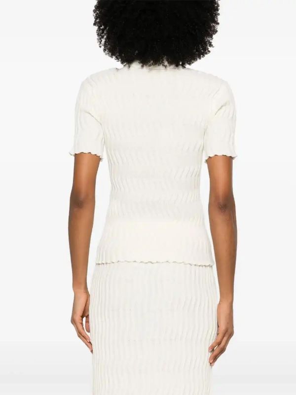 Bottega Veneta Ribbed Wool Polo Top | Browns Polo Tops