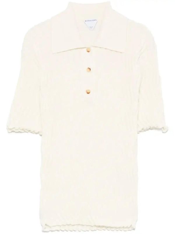 Bottega Veneta Ribbed Wool Polo Top | Browns Polo Tops