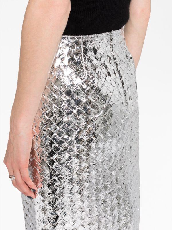 Bottega Veneta Silver High Waisted Skirt | Browns High-Waisted Skirts