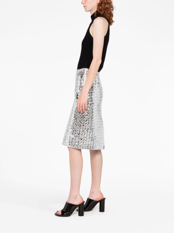 Bottega Veneta Silver High Waisted Skirt | Browns High-Waisted Skirts