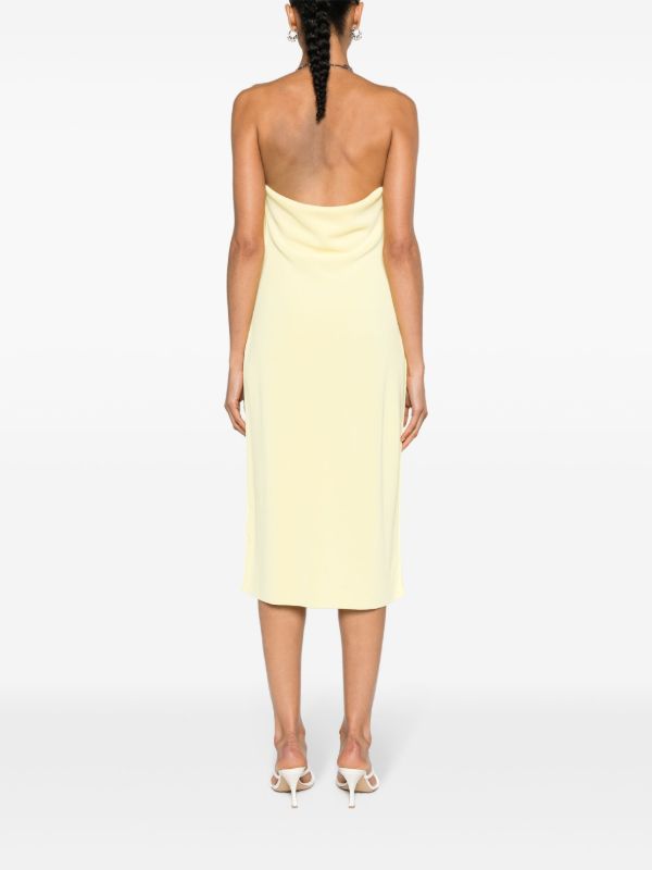Bottega Veneta Yellow Chain Draped Midi Dress | Browns Cocktail & Party Dresses