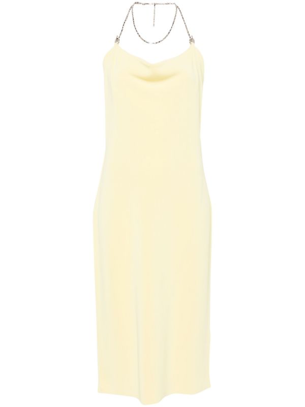 Bottega Veneta Yellow Chain Draped Midi Dress | Browns Cocktail & Party Dresses