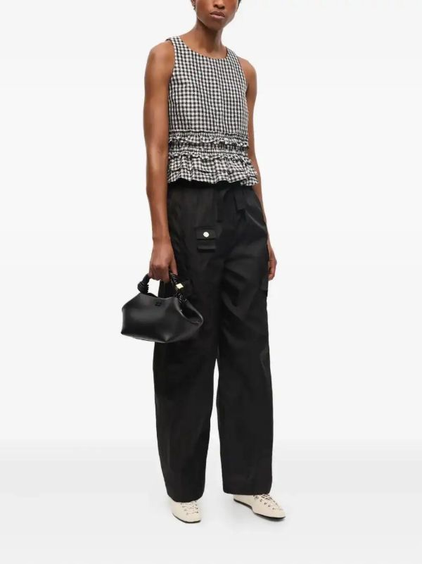 GANNI Checked Crinkled Top | Browns Blouses