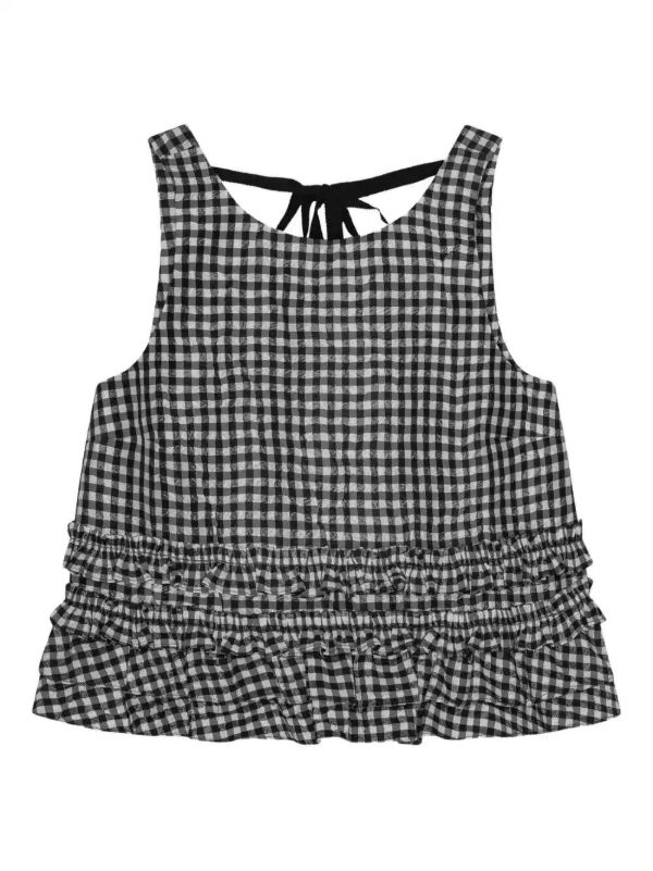 GANNI Checked Crinkled Top | Browns Blouses