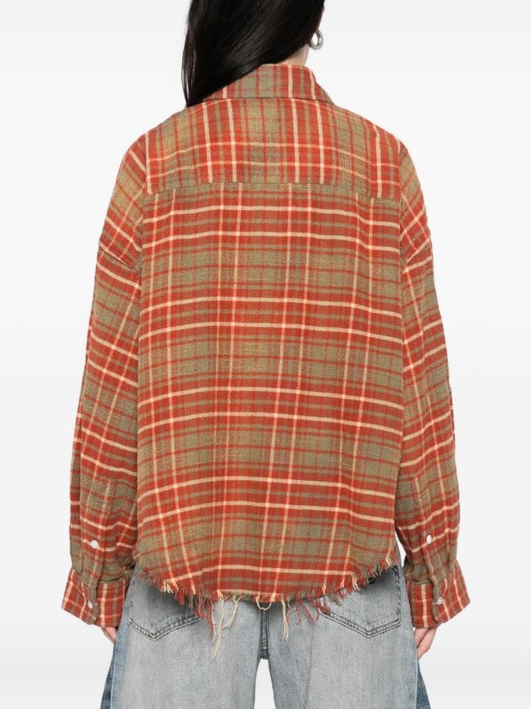 R13 Plaid Frayed-hem Shirt | Browns Shirts