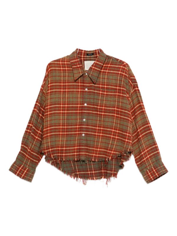 R13 plaid frayed-hem shirt | Browns Shirts