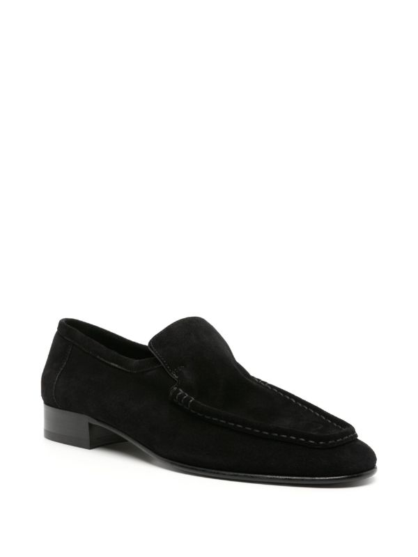 The Row Black Suede Loafers | Browns Loafers