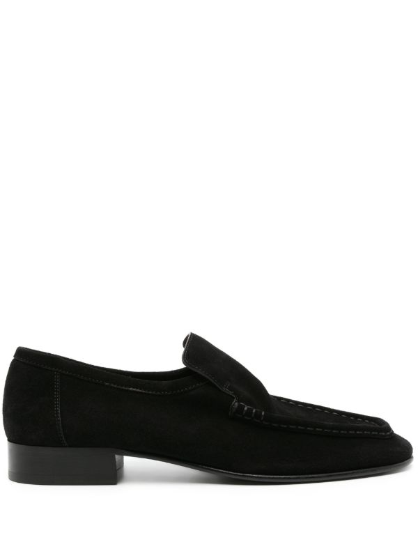 The Row Black Suede Loafers | Browns Loafers