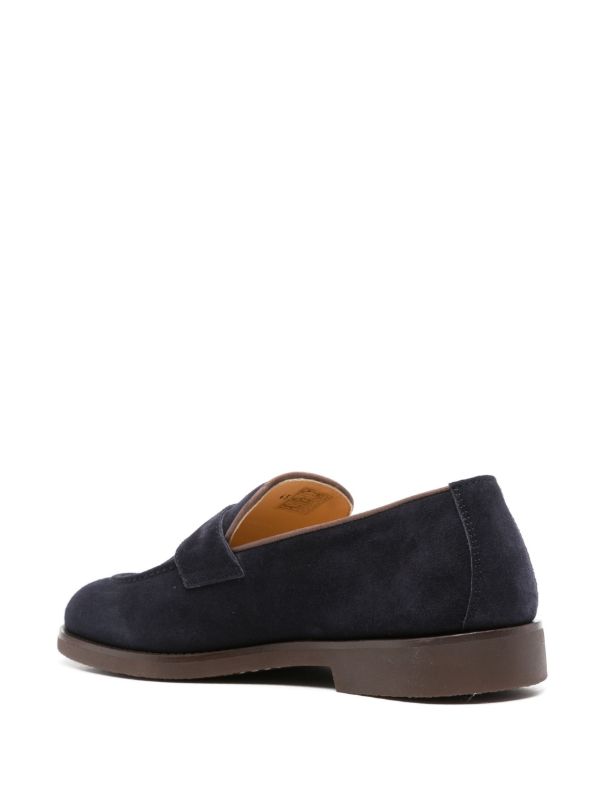 Brunello Cucinelli Blue Suede Penny Loafers | Browns Loafers
