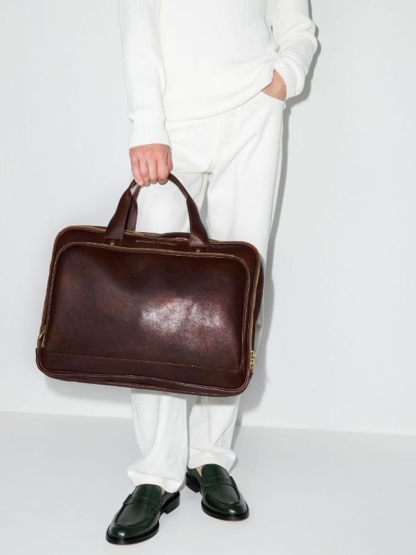 Brunello Cucinelli Brown Leather Briefcase | Browns Laptop Bags & Briefcases