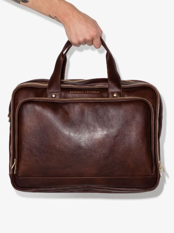 Brunello Cucinelli Brown Leather Briefcase | Browns Laptop Bags & Briefcases