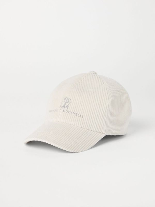 Brunello Cucinelli Logo-Embroidered Corduroy Cap | Browns Hats