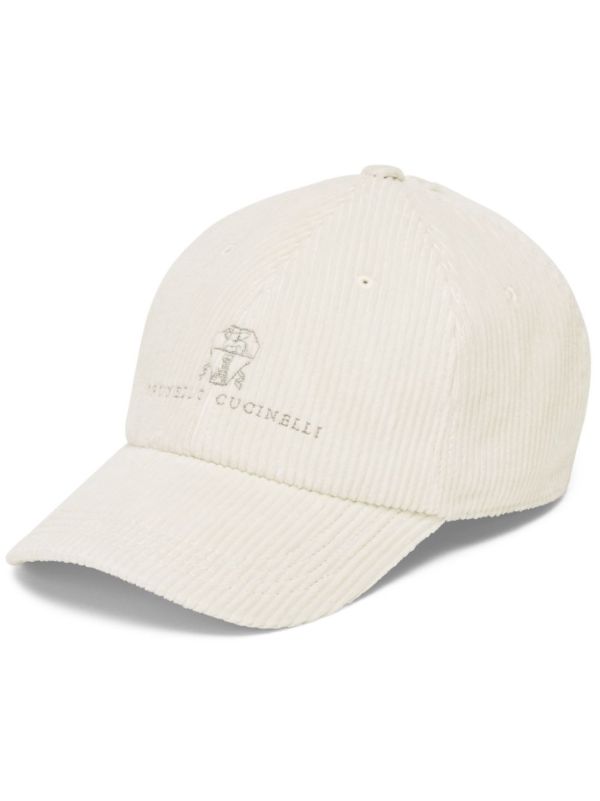 Brunello Cucinelli Logo-Embroidered Corduroy Cap | Browns Hats