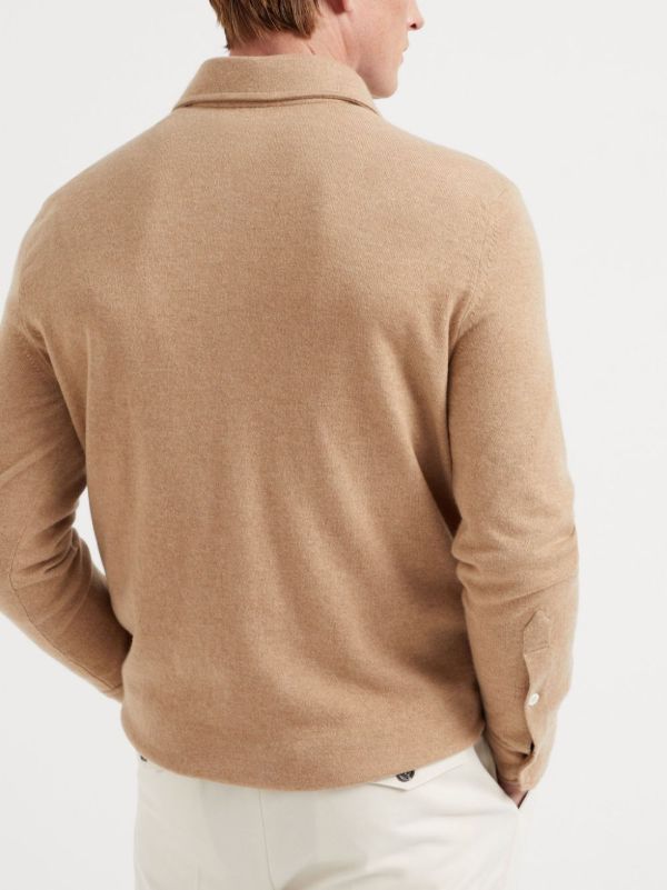 Brunello Cucinelli Neutral Cashmere Polo Shirt | Browns Polo Shirts