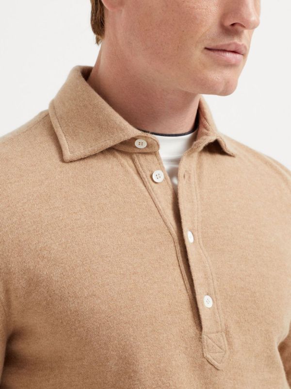 Brunello Cucinelli Neutral Cashmere Polo Shirt | Browns Polo Shirts