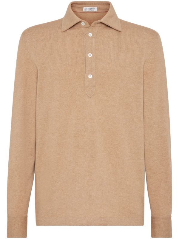 Brunello Cucinelli Neutral Cashmere Polo Shirt | Browns Polo Shirts
