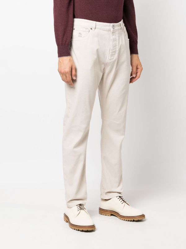 Brunello Cucinelli Neutral Garment-Dyed Tapered Jeans | Browns Tapered Jeans