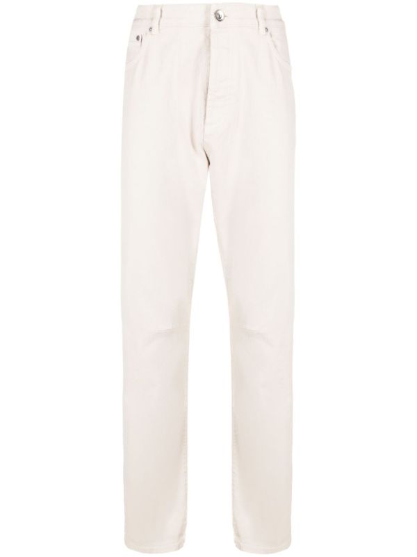 Brunello Cucinelli Neutral Garment-Dyed Tapered Jeans | Browns Tapered Jeans
