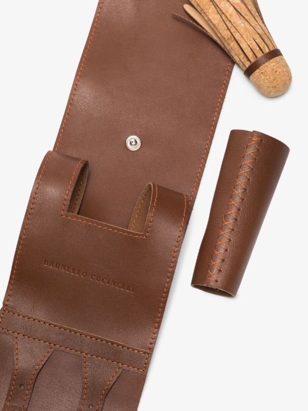 Brunello Cucinelli Neutral Leather And Wood Tamburello Game | Browns Collectibles