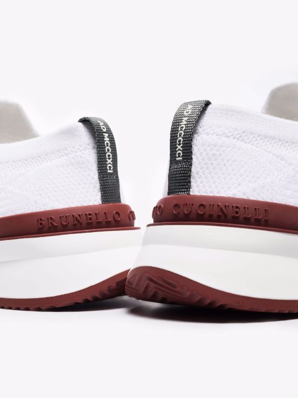 Brunello Cucinelli White Knitted Low Top Sneakers | Browns Low-Tops