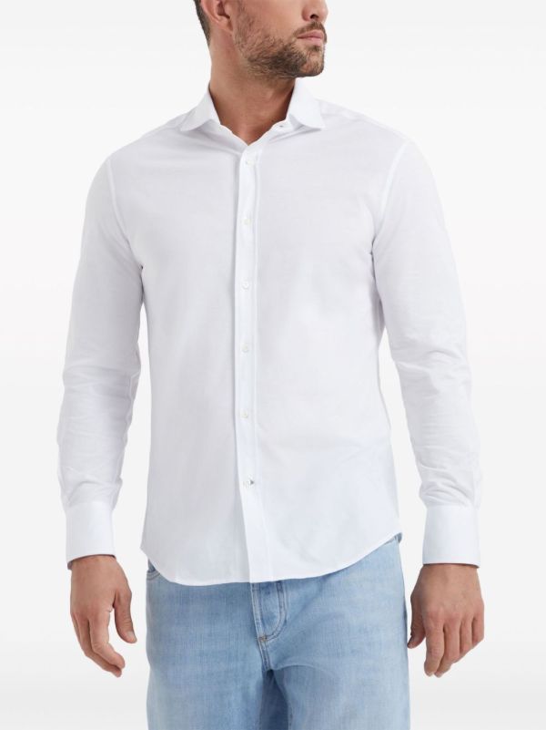 Brunello Cucinelli White Long-Sleeve Cotton Shirt | Browns Shirts