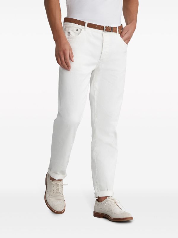 Brunello Cucinelli White Mid-Rise Slim Jeans | Browns Slim-Fit Jeans