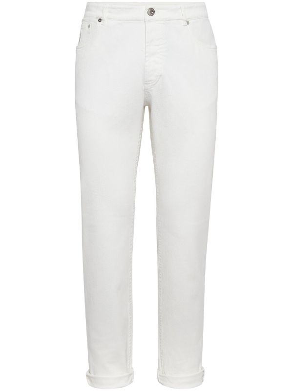 Brunello Cucinelli White Mid-Rise Slim Jeans | Browns Slim-Fit Jeans