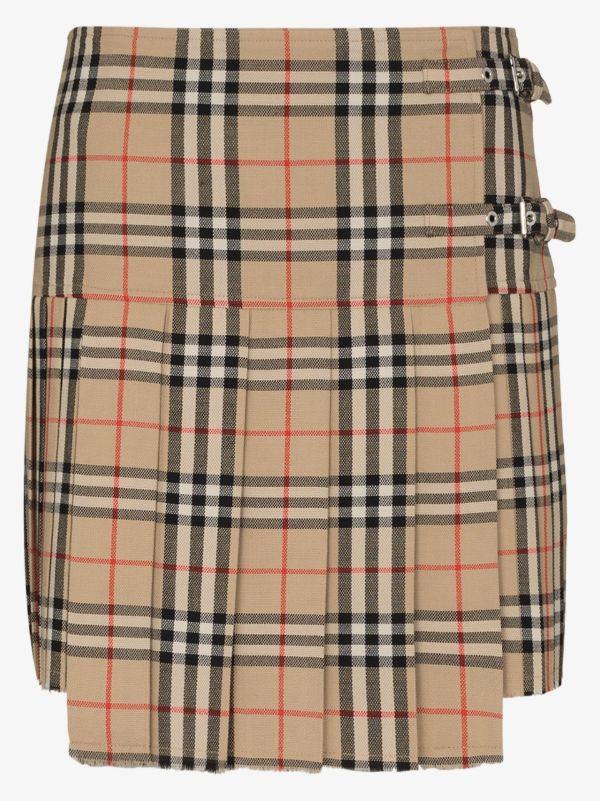 Burberry Beige Vintage Check Wool Kilt | Browns Pleated Skirts