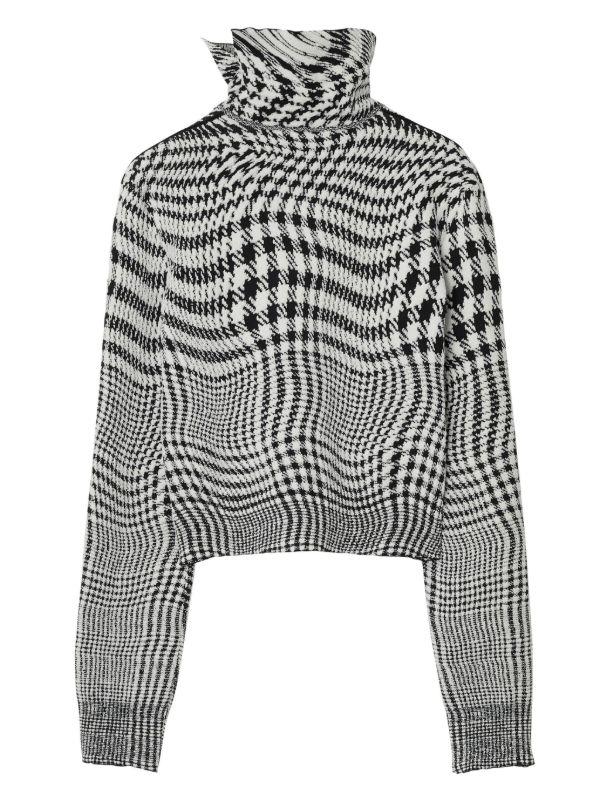 Burberry Black Houndstooth-Jacquard Sweater | Browns Knitted Sweaters