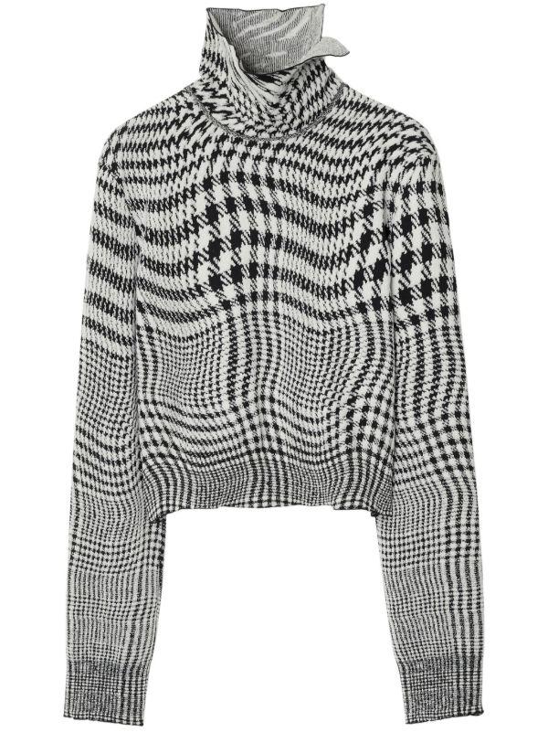 Burberry Black Houndstooth-Jacquard Sweater | Browns Knitted Sweaters
