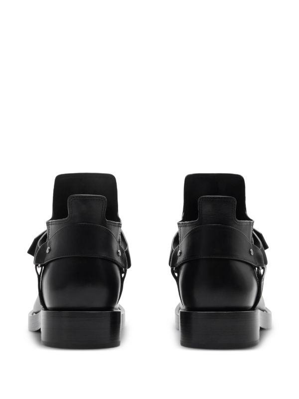 Burberry Black Saddle Leather Boots | Browns Boots